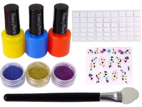 Duży Zestaw Do Malowania Paznokci Lakiery Naklejki Separatory LEAN Toys Duży Zestaw Do Malowania Paznokci Lakiery Naklejki Separatory LEAN Toys