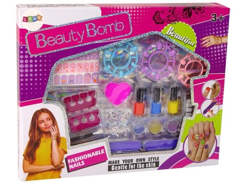 Duży Zestaw Do Malowania Paznokci Lakiery Naklejki Separatory LEAN Toys Duży Zestaw Do Malowania Paznokci Lakiery Naklejki Separatory LEAN Toys