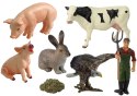 Duży Zestaw Figurek Wieś Farma 11 Elementów Krowa Świnia Królik LEAN Toys