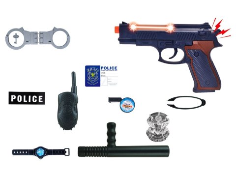 Duży Zestaw Policyjny Pistolet z Dźwiękiem Kajdanki Odznaka LEAN Toys Duży Zestaw Policyjny Pistolet z Dźwiękiem Kajdanki Odznaka LEAN Toys