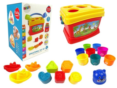 Edukacyjne Wiaderko Kubeczki Piramidka Łódki Sorter Do Kąpieli LEAN Toys Edukacyjne Wiaderko Kubeczki Piramidka Łódki Sorter Do Kąpieli LEAN Toys