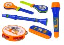 Instrumenty Muzyczne Zestaw Bęben Tamburyn Flet Kołatka Harmonijka Zwierzęta LEAN Toys