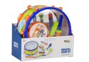 Instrumenty Muzyczne Zestaw Bęben Tamburyn Flet Kołatka Harmonijka Zwierzęta LEAN Toys