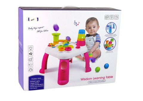 Interaktywny Stolik Edukacyjny Sorter Zjeżdżalnia Piłeczek Niebieski LEAN Toys Interaktywny Stolik Edukacyjny Sorter Zjeżdżalnia Piłeczek Niebieski LEAN Toys