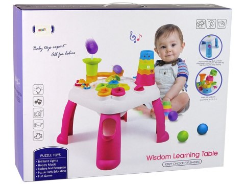 Interaktywny Stolik Edukacyjny Sorter Zjeżdżalnia Piłeczek Różowy LEAN Toys Interaktywny Stolik Edukacyjny Sorter Zjeżdżalnia Piłeczek Różowy LEAN Toys
