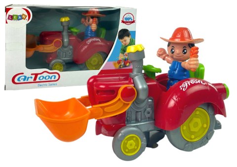 Interaktywny Traktor Koparka Na Baterie Muzyka Światła LEAN Toys Interaktywny Traktor Koparka Na Baterie Muzyka Światła LEAN Toys