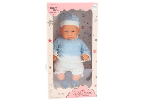 Lalka Bobas 46 cm Niebieska Smoczek Czapeczka Skarpetki LEAN Toys Lalka Bobas 46 cm Niebieska Smoczek Czapeczka Skarpetki LEAN Toys