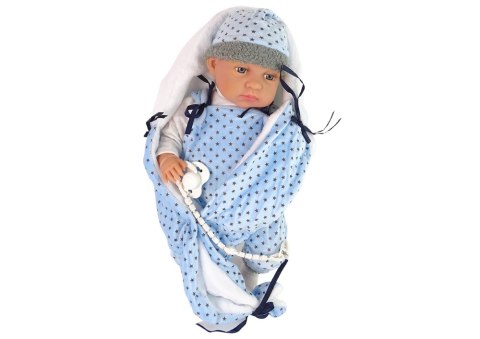 Lalka Bobas 46 cm Niebieska Smoczek Kocyk Gwiazdka LEAN Toys Lalka Bobas 46 cm Niebieska Smoczek Kocyk Gwiazdka LEAN Toys