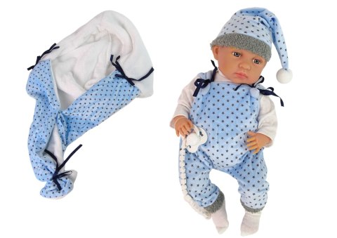 Lalka Bobas 46 cm Niebieska Smoczek Kocyk Gwiazdka LEAN Toys Lalka Bobas 46 cm Niebieska Smoczek Kocyk Gwiazdka LEAN Toys