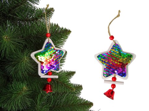 Świąteczna Gwiazdka z Cekinami Dzwoneczek Ozdoba Na Choinkę LEAN TOYS Świąteczna Gwiazdka z Cekinami Dzwoneczek Ozdoba Na Choinkę LEAN TOYS