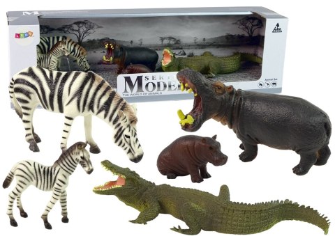 Zestaw Figurek Afryka Dzikie Zwierzęta Hipopotam Zebry LEAN Toys Zestaw Figurek Afryka Dzikie Zwierzęta Hipopotam Zebry LEAN Toys