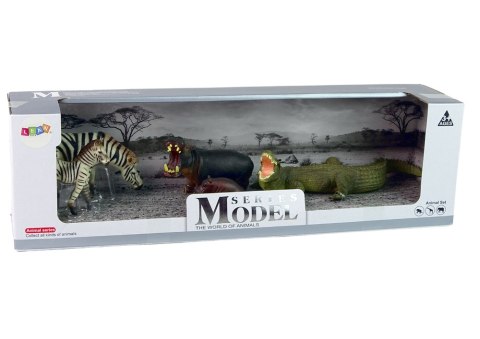 Zestaw Figurek Afryka Dzikie Zwierzęta Hipopotam Zebry LEAN Toys Zestaw Figurek Afryka Dzikie Zwierzęta Hipopotam Zebry LEAN Toys