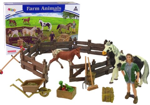 Zestaw Figurek Farma Do Złożenia Drewniana Zagroda Konie LEAN Toys Zestaw Figurek Farma Do Złożenia Drewniana Zagroda Konie LEAN Toys