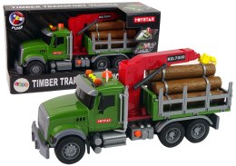 Ciężarówka Auto Dźwig Transport Bale Drewna Dźwięk LEAN Toys