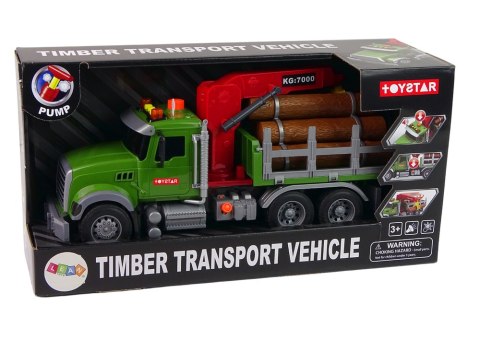 Ciężarówka Auto Dźwig Transport Bale Drewna Dźwięk LEAN Toys Ciężarówka Auto Dźwig Transport Bale Drewna Dźwięk LEAN Toys