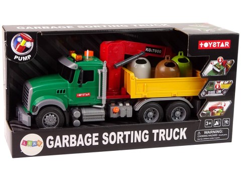 Ciężarówka Auto Dźwig Transport Kosz na Śmieci Dźwięk LEAN Toys Ciężarówka Auto Dźwig Transport Kosz na Śmieci Dźwięk LEAN Toys