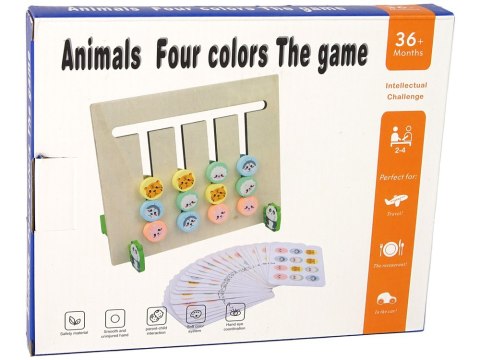 Drewniana Gra Edukacyjna Cztery Kolory Zwierzęta Dwustronna Układanka LEAN Toys Drewniana Gra Edukacyjna Cztery Kolory Zwierzęta Dwustronna Układanka LEAN Toys