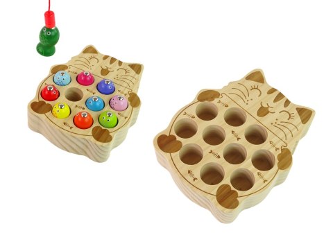 Drewniana Gra Zręcznościowa Łowienie Rybek 2 Wędki Kotek LEAN Toys Drewniana Gra Zręcznościowa Łowienie Rybek 2 Wędki Kotek LEAN Toys