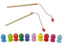 Drewniana Gra Zręcznościowa Łowienie Rybek 2 Wędki Kotek LEAN Toys