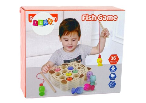 Drewniana Gra Zręcznościowa Łowienie Rybek 2 Wędki Kotek LEAN Toys Drewniana Gra Zręcznościowa Łowienie Rybek 2 Wędki Kotek LEAN Toys