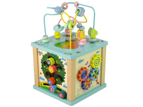 Drewniana Kostka Edukacyjna Sorter Labirynt Gra Chińczyk Zegar LEAN Toys Drewniana Kostka Edukacyjna Sorter Labirynt Gra Chińczyk Zegar LEAN Toys