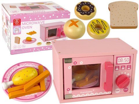 Drewniana Kuchenka Mikrofalowa Mikrofalówka Jedzenie Różowa LEAN Toys Drewniana Kuchenka Mikrofalowa Mikrofalówka Jedzenie Różowa LEAN Toys
