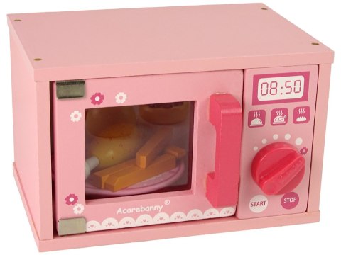 Drewniana Kuchenka Mikrofalowa Mikrofalówka Jedzenie Różowa LEAN Toys Drewniana Kuchenka Mikrofalowa Mikrofalówka Jedzenie Różowa LEAN Toys