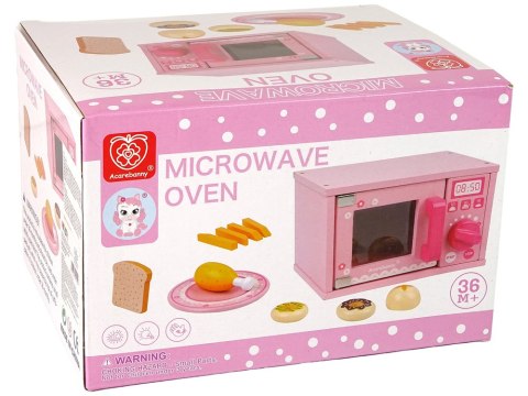 Drewniana Kuchenka Mikrofalowa Mikrofalówka Jedzenie Różowa LEAN Toys Drewniana Kuchenka Mikrofalowa Mikrofalówka Jedzenie Różowa LEAN Toys