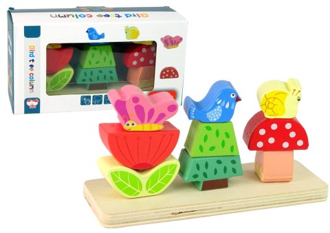 Drewniane Klocki Układanka Kwiat Motyl Ptak LEAN Toys Drewniane Klocki Układanka Kwiat Motyl Ptak LEAN Toys