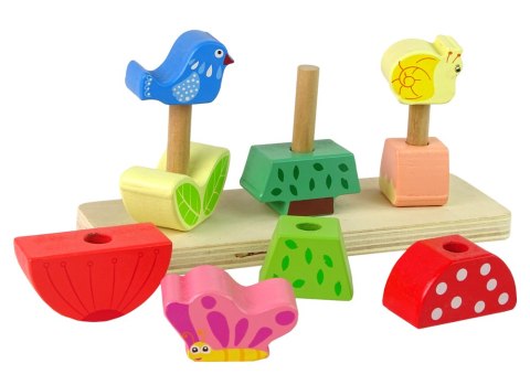 Drewniane Klocki Układanka Kwiat Motyl Ptak LEAN Toys Drewniane Klocki Układanka Kwiat Motyl Ptak LEAN Toys