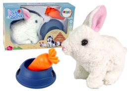 Maskotka Interaktywna Króliczek Królik Biały Miska Marchewka LEAN Toys