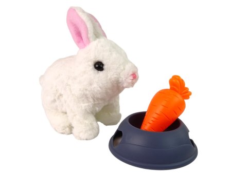 Maskotka Interaktywna Króliczek Królik Biały Miska Marchewka LEAN Toys Maskotka Interaktywna Króliczek Królik Biały Miska Marchewka LEAN Toys