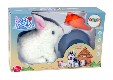 Maskotka Interaktywna Króliczek Królik Biały Miska Marchewka LEAN Toys Maskotka Interaktywna Króliczek Królik Biały Miska Marchewka LEAN Toys
