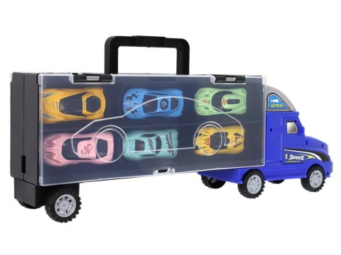 Mega Auto Tir Laweta 6 Resoraków z Rampą Walizka Na Auta LEAN Toys Mega Auto Tir Laweta 6 Resoraków z Rampą Walizka Na Auta LEAN Toys