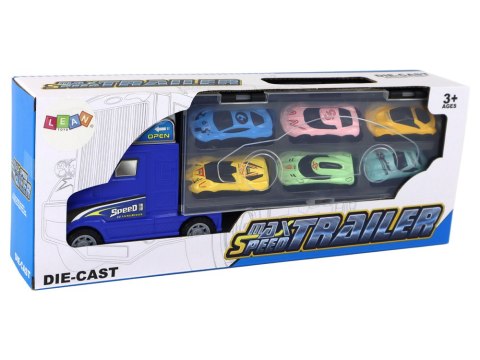 Mega Auto Tir Laweta 6 Resoraków z Rampą Walizka Na Auta LEAN Toys Mega Auto Tir Laweta 6 Resoraków z Rampą Walizka Na Auta LEAN Toys