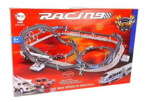 Ogromny Tor Wyścigowy Kolejka Elektryczna 2w1 Wyścigi 20 km/h LEAN Toys Ogromny Tor Wyścigowy Kolejka Elektryczna 2w1 Wyścigi 20 km/h LEAN Toys