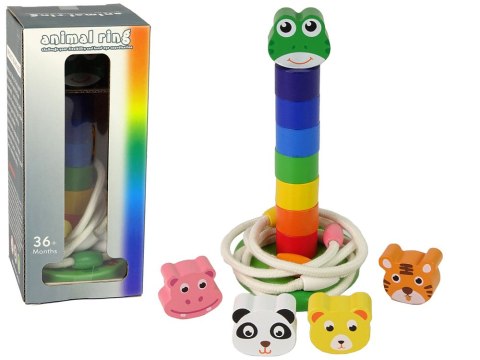 Piramidka Drewniana Edukacyjna Układanka Sznurek Zwierzęta LEAN Toys Piramidka Drewniana Edukacyjna Układanka Sznurek Zwierzęta LEAN Toys