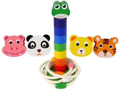 Piramidka Drewniana Edukacyjna Układanka Sznurek Zwierzęta LEAN Toys Piramidka Drewniana Edukacyjna Układanka Sznurek Zwierzęta LEAN Toys