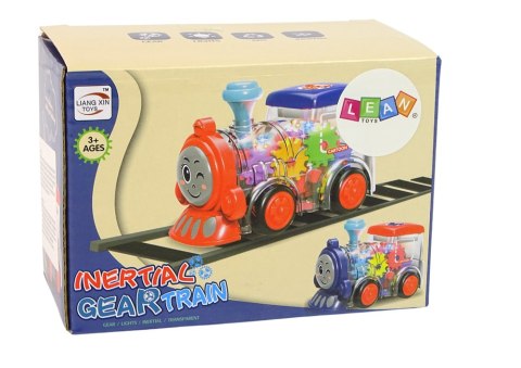 Wesoła Lokomotywa Dla Malucha Napęd Frykcyjny Światła LED LEAN Toys Wesoła Lokomotywa Dla Malucha Napęd Frykcyjny Światła LED LEAN Toys
