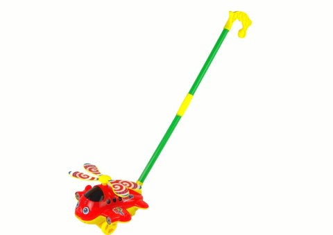 Wesoły Samolot Pchacz Kij Dzwonek Czerwony LEAN TOYS Wesoły Samolot Pchacz Kij Dzwonek Czerwony LEAN TOYS