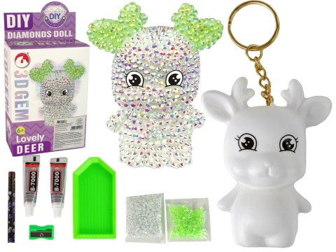 Zestaw DIY Diamentowy Renifer DIY Kryształki Brelok 3D Biały LEAN TOYS Zestaw DIY Diamentowy Renifer DIY Kryształki Brelok 3D Biały LEAN TOYS
