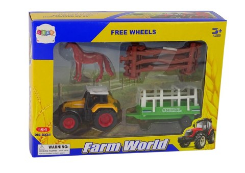 Zestaw Farma Traktor Przyczepa Koń 1:64 LEAN Toys Zestaw Farma Traktor Przyczepa Koń 1:64 LEAN Toys