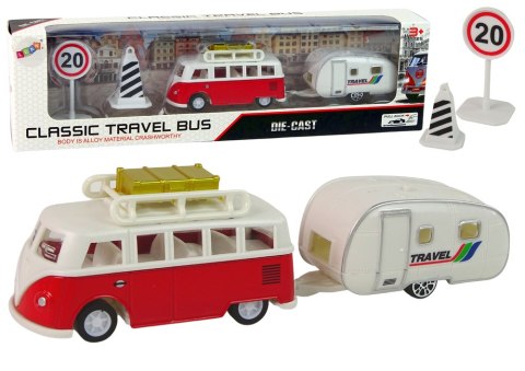 Zestaw Pojazdów Czerwony Bus z Przyczepą Campingową LEAN Toys Zestaw Pojazdów Czerwony Bus z Przyczepą Campingową LEAN Toys