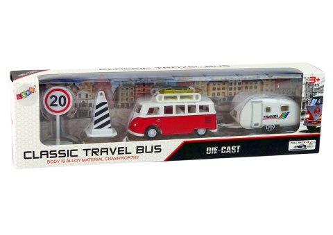 Zestaw Pojazdów Czerwony Bus z Przyczepą Campingową LEAN Toys Zestaw Pojazdów Czerwony Bus z Przyczepą Campingową LEAN Toys