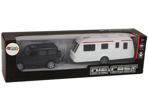 Zestaw Pojazdów Jeep Czarny Przyczepa Kempingowa Metalowe Elementy LEAN Toys Zestaw Pojazdów Jeep Czarny Przyczepa Kempingowa Metalowe Elementy LEAN Toys
