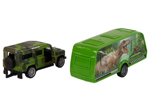 Zestaw Pojazdów Jeep z Naciągiem Przyczepa z Dinozaurami LEAN Toys Zestaw Pojazdów Jeep z Naciągiem Przyczepa z Dinozaurami LEAN Toys