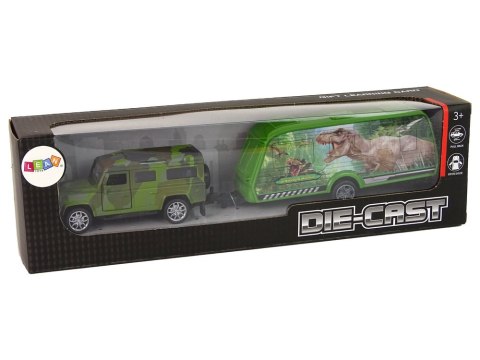 Zestaw Pojazdów Jeep z Naciągiem Przyczepa z Dinozaurami LEAN Toys Zestaw Pojazdów Jeep z Naciągiem Przyczepa z Dinozaurami LEAN Toys
