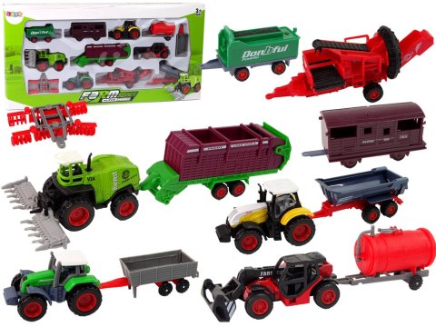 Zestaw Pojazdów Rolniczych Traktor 12 Sztuk Metal LEAN Toys Zestaw Pojazdów Rolniczych Traktor 12 Sztuk Metal LEAN Toys