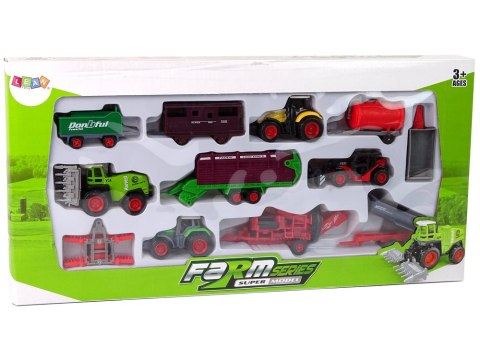 Zestaw Pojazdów Rolniczych Traktor 12 Sztuk Metal LEAN Toys Zestaw Pojazdów Rolniczych Traktor 12 Sztuk Metal LEAN Toys