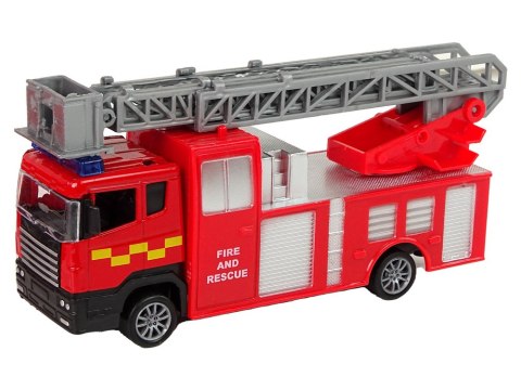 Zestaw Pojazdów Straż Pożarna Naciąg Motorówka Czerwony LEAN Toys Zestaw Pojazdów Straż Pożarna Naciąg Motorówka Czerwony LEAN Toys